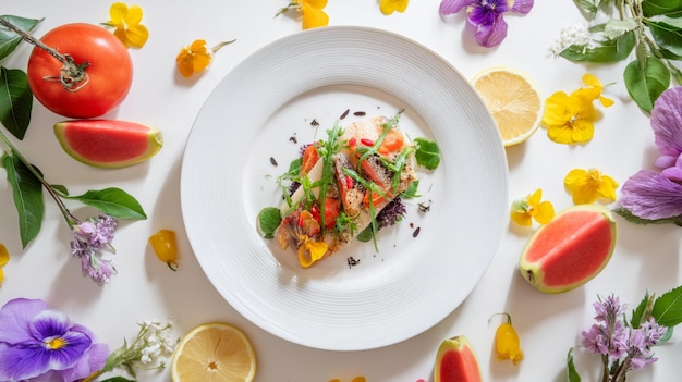 Kreatywne gotowanie — talerz z kolorowym daniem